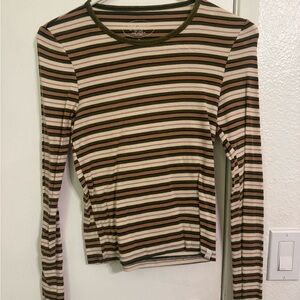 Striped Long Sleeve Fitted Top